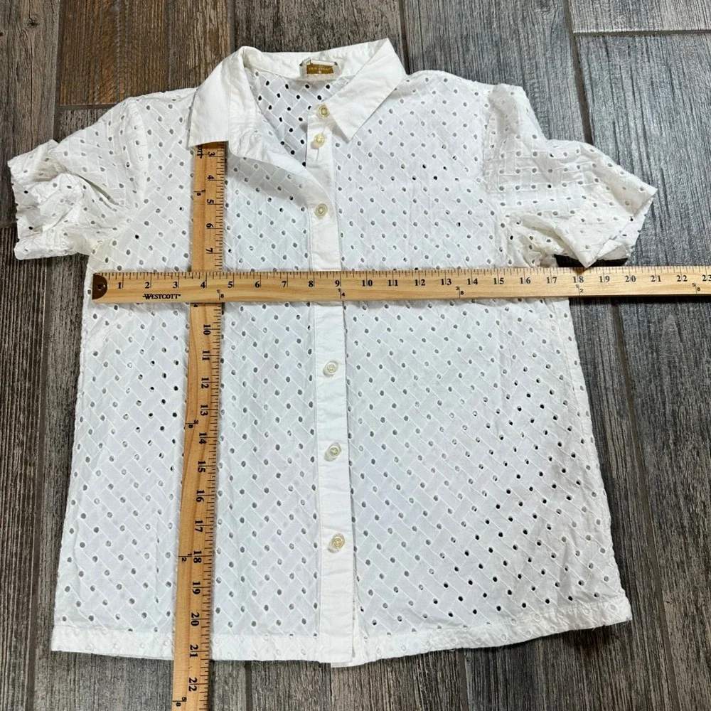 Kate Spade New York White Eyelet Shirt Short Sleeve‎ Button Down Top - Sz 2